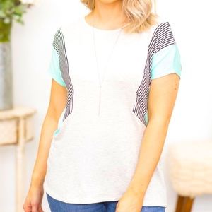 Staccato Heart That’s True Top in Mint . Short Sleeve Top . Casual T-Shirt